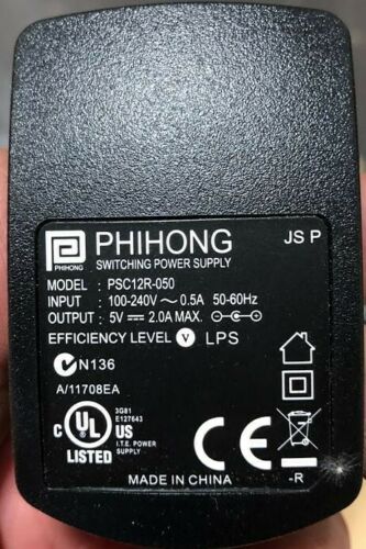 *NEW* Phihong 5V 2A 10W PSC12R-050 Switching AC Power Supply Charger Adapter - Click Image to Close
